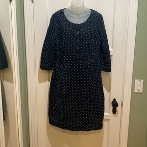 Boden corduroy polka dot button bodice dress size 10L